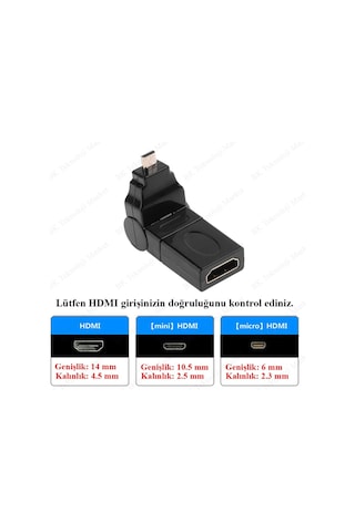 360 Derece Haraketli Micro Hdmı Erkek To Hdmı Dişi Dönüştürücü
