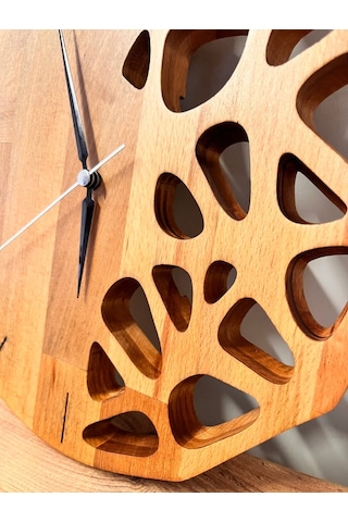 El Yapımı Ahşap Duvar Saati Kayın Ağacı Modern Dekoratif Saat 30x30 Cm Minimalist Doğal Ahşap Saat Ahşap - Kahverengi