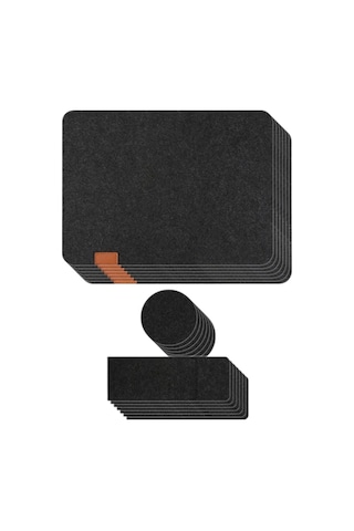 Xiaaokeji Set Yıkanabilir Keçe Amerikan Servis Masa Örtüleri Yalıtım Pedleri Siyah Siyah