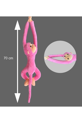 Peluş Maymun. Elleri Yapışabilen Uyku Ve Oyun Arkadaşı -70 Cm Pembe
