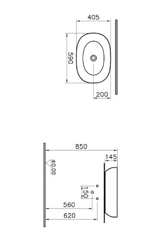 Vitra Outline 5995B483-0016 Oval Lavabo Mat Siyah 60 CM