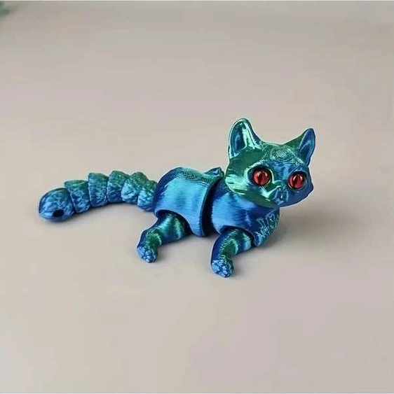 Trendooze Güneşli022 3d Baskılı Kedi Heykeli, Lazer Yeşil Masa Dekoru