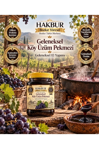 Bozkır Tahin Merkezi Geleneksel Üzüm Köy Pekmezi Glikoz İçermez Katkısız 950 G