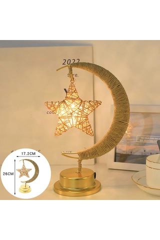 Suofeng Demir Çelik Yıldız Desenli Led Dekoratif Gece Lambası - Usb/pil Beslemeli Isı Işık, Ev Dekoru Hediyelik Altın