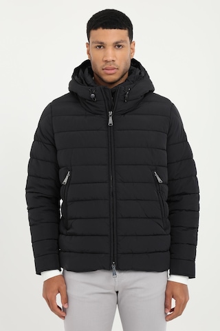 Dufy Erkek Slim Fit Kapüşonlu Siyah Mont-25295