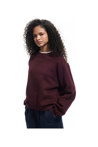 Koton Üç İplik Şardonlu Dikiş Detaylı Bisiklet Yaka Oversize Sweatshirt Bordo 6wal10225ık Bordo