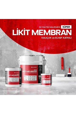 Alkoru Süper Likit Membran Kauçuk Ve Elyaf Katkılı Sıvı Su Yalıtım Malzemesi 1, Kilogram