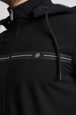 Shooter Sportswear Shooter Klasik Erkek Eşofman Takımı Çıkartılabilir Kapüşonlu Rahat Kalıp Siyah