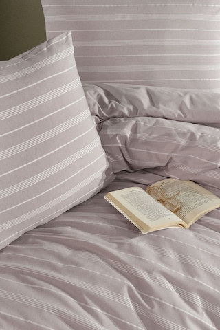Varol Lastikli Saten Çizgili Çift Kişilik Nevresim Takım Taş