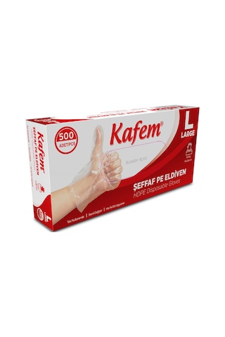 Kafem Pe Tek Kullanımlık Şeffaf Eldiven 500 Lü X 5 Paket