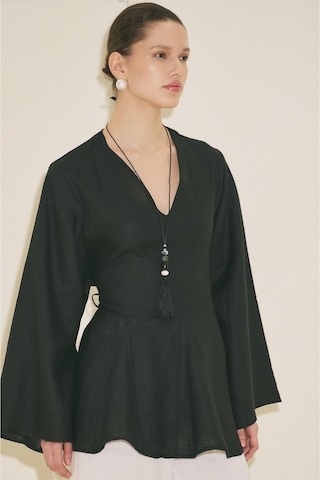 Manuka %100 Keten Volümlü Tunik Siyah Ss26tnk00002-01 Siyah