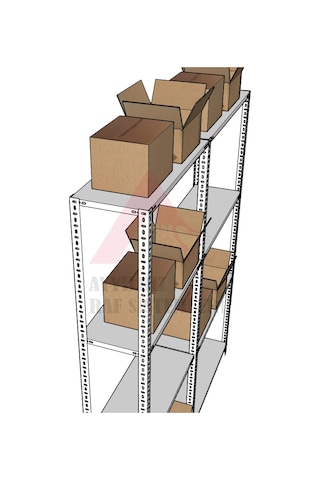 4 Katlı 2'li Beyaz Renk Çelik Raf - Depo, Arşiv, Kiler, Dosya, Market Rafı 43x93 Cm-200 Cm Beyaz