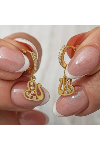 Gümüş Sallantılı Gold Kuğu Kadın Küpe Çok Renkli