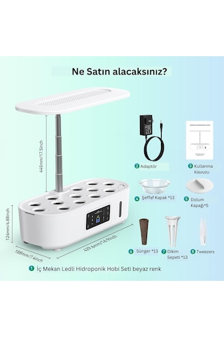 İç Mekan Ledli Hidroponik Hobi Seti Beyaz Renk