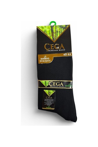 Çega Socks Dikişsiz Erkek Bambu Çorap Kokulu 12'li Siyah Siyah