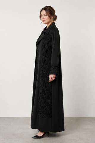 Bihan Store Kadın Battal Beden İçi Askılı Elbiseli Tam Boy Abaya Takım Y26.7386 - Siyah
