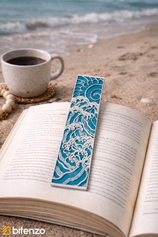 Mavi Dalgalar Desenli Kitap Ayracı