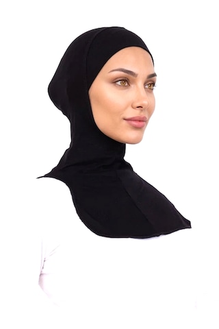 Alivascarf Siyah Ninja Bone Boyunluklu Likralı Sporcu Bonesi Kadın Pratik Tesettür Hijab Başörtü
