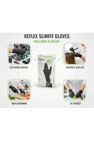 Reflex Slimfit Glove Eldiven Medium Siyah 100'lü 1 Paket