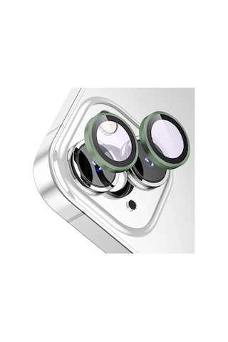 Buff Apple Uyumlu iPhone 15 / 15 Plus Kamera Metal Lens Koruyucu Koyu Yeşil