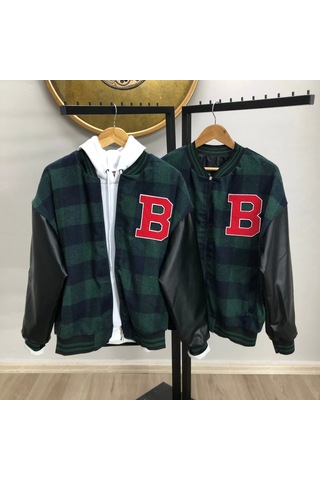 Erkek Pötikare Desen Nakışlı Kolej Ceket - Haki Haki