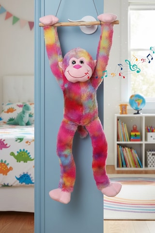 Sevimli Rengarenk Sesli Peluş Maymun Cırtlı Asılabilen Dev Boy Maymun Peluş 90 Cm Çok Renkli