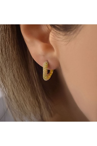 14 Ayar Altın Taşlı Geometrik Küpe N11.1102