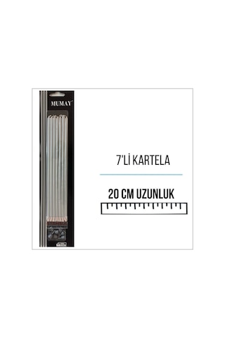 Metalik Beyaz Uzun Mum 20 Cm 7'li