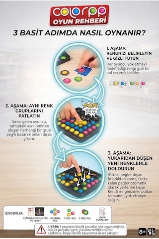 Color Pop Renkli Boncuklar - Stratejik Ve Eğlenceli Gizli Hedefli Pul Patlatmaca Aile Kutu Oyunu