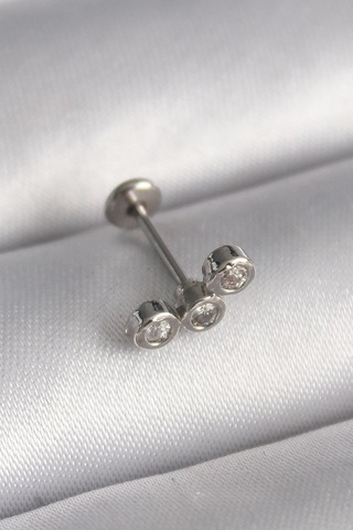 316l Çelik Gümüş Renk Zirkon Taşlı Tragus Piercing - Prt3500eb02961-8024 Gümüş