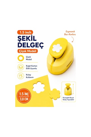 Ofisinn Şekilli Büyük Boy Delgeç/şekilgeç 3.8 Cm Çiçek Sarı