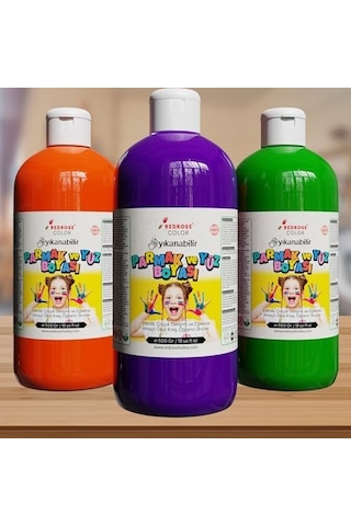 Yeşil, Mor, Turuncu Parmak Boyası 3'lü Set 3x500 Gr Diğer