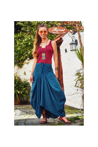 Beli Bağcıklı Cep Detaylı Şalvar Uzun Etek 001