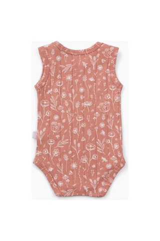 Boumini Kolsuz Bebek Çıtçıtlı Atlet Müslin Bebek Body Bahar Çiçekli Kiremit-kiremit Kiremit