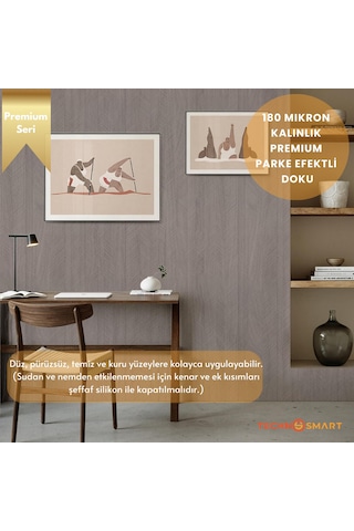 Technosmart 60 100cm Kendinden Yapışkanlı Balıksırtı Desenli Premium Duvar Kağıdı Masa Dolap Kaplama Vizon