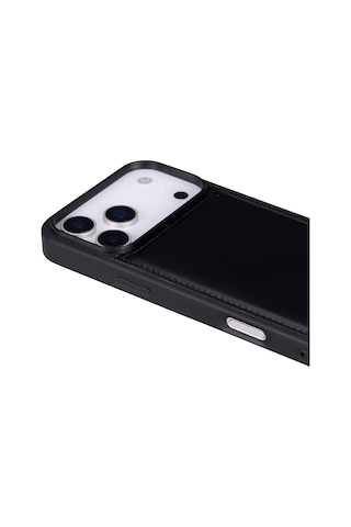 Bloomcase Mono Obsidian Black Apple iPhone Uyumlu 17 Pro Max / 18 Pro Max 6.9" Hakiki Deri Magsafe Kılıf Siyah