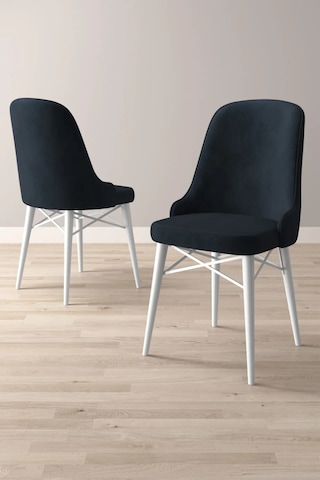 Familieconcept Almira Serisi, Beyaz Mermer Desen 80x132 Açılabilir Mdf Mutfak Masası Takımı 6 Adet Sandalye Antrasit