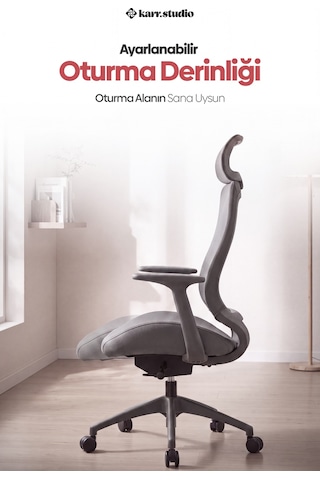 Karr Office Lizbon Ergonomik Çalışma Koltuğu Gri