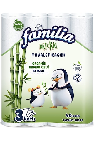 Familia 3 Katlı Bambu Natural Tuvalet Kağıdı 40 Rulo