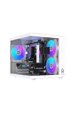 Gm-x1 Tuştan Değişmeli 3x Rgb Fanlı Gaming Mini Akvaryum M-atx Beyaz Kasa