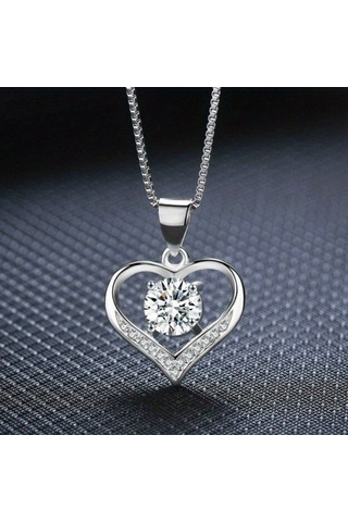 Tcherchi Kalp Gümüş Renkli Kolye Gümüş