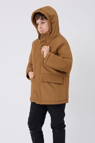 Erkek Çocuk Taba Içi Kürklü Su Ve Rüzgar Geçirmez Kapüşonlu 3 Cep Kışlık Mont & Kaban & Parka Taba