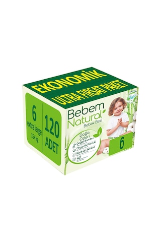 Bebem Natural Bebek Bezi 6 Numara XL 120 Adet
