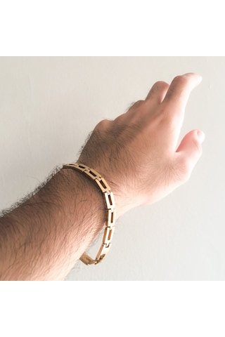 Ferizz Altın Kaplama Erkek Bileklik Eblk-348 Gold