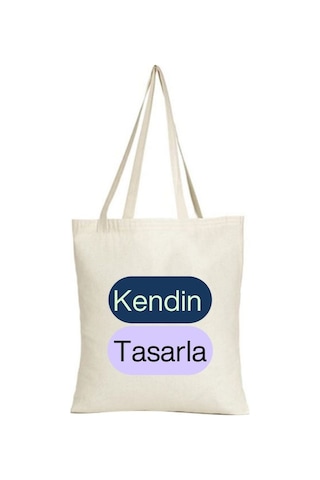 Kendin Tasarla Kişiye Özel Baskılı Keten Bez Çanta Çok Renkli