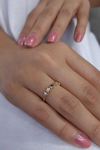 Fiyonk Kuyumculuk 14 Ayar Altın Sıralı Yıldızlar Yüzük 001