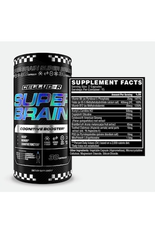Cellucor Super Brain Cognitive Focus Vitamin B12 Folate Acetyl-l-carnitine Cognizin Citicoline Pqq 30 Caps Aromasız