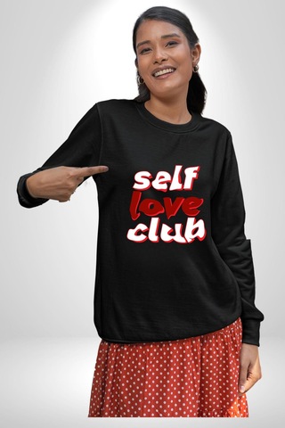 Kendini Sevme Kulübü Sokak Stili Unisex Siyah Sweatshirt Siyah