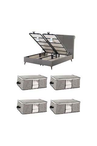 Baza Altı Uyumlu 4 Adet Lüks Pencereli Dolap Hurcu 64x45x22 Cm Siyah