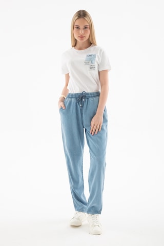 Fashıon Frıends Fashion Friends 25y0657k1 Kadın Beli Bağlamalı Denim Pantolon A.mavi